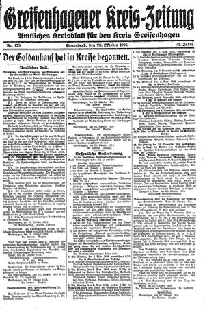 Greifenhagener Kreiszeitung vom 28.10.1916