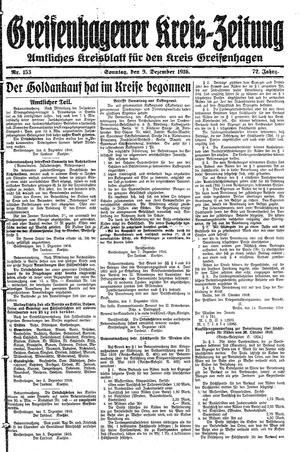 Greifenhagener Kreiszeitung vom 09.12.1916