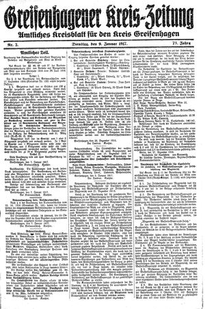 Greifenhagener Kreiszeitung vom 09.01.1917