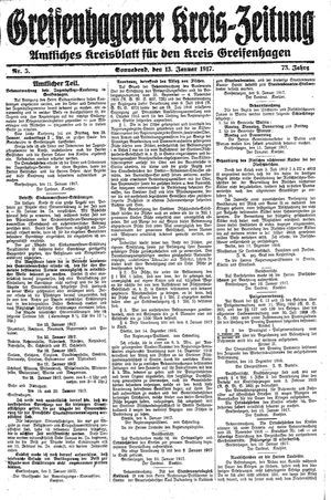 Greifenhagener Kreiszeitung on Jan 13, 1917
