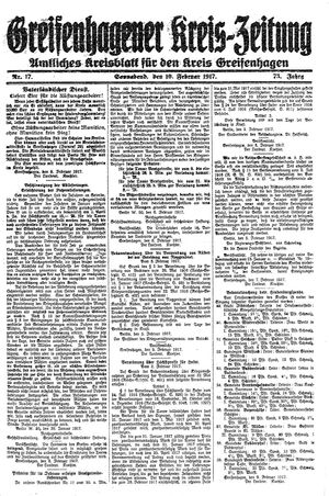 Greifenhagener Kreiszeitung on Feb 10, 1917