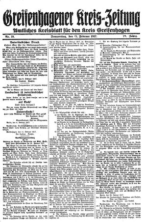 Greifenhagener Kreiszeitung vom 15.02.1917