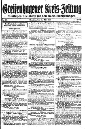Greifenhagener Kreiszeitung vom 15.05.1917