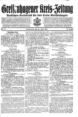 Greifenhagener Kreiszeitung vom 21.06.1917