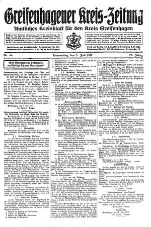 Greifenhagener Kreiszeitung vom 05.07.1917