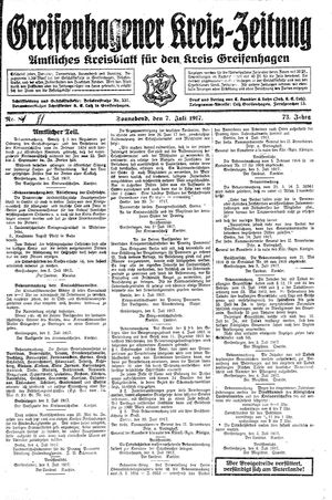 Greifenhagener Kreiszeitung vom 07.07.1917