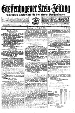 Greifenhagener Kreiszeitung on Jul 10, 1917