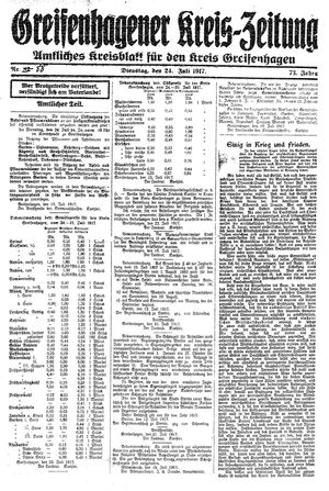 Greifenhagener Kreiszeitung on Jul 24, 1917