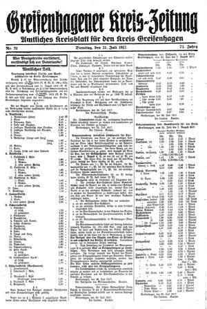 Greifenhagener Kreiszeitung vom 31.07.1917