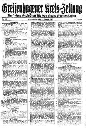 Greifenhagener Kreiszeitung vom 09.08.1917