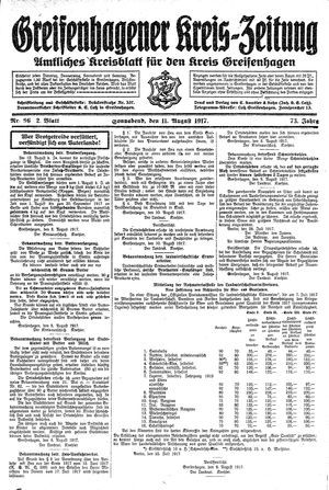 Greifenhagener Kreiszeitung vom 11.08.1917