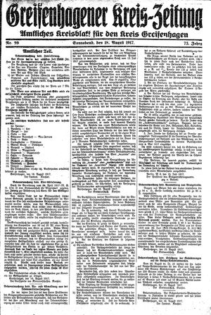 Greifenhagener Kreiszeitung on Aug 18, 1917