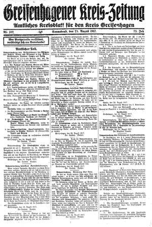 Greifenhagener Kreiszeitung vom 25.08.1917