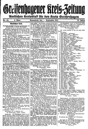 Greifenhagener Kreiszeitung vom 15.09.1917