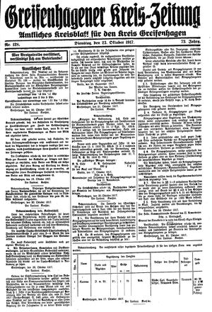 Greifenhagener Kreiszeitung vom 23.10.1917