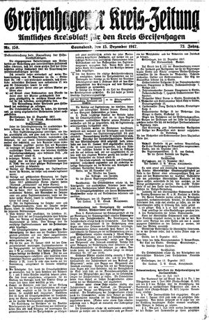 Greifenhagener Kreiszeitung vom 15.12.1917