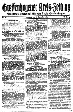Greifenhagener Kreiszeitung vom 18.12.1917