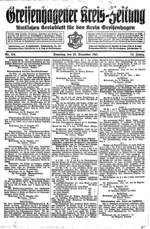 Greifenhagener Kreiszeitung vom 25.12.1917