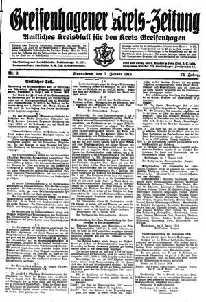 Greifenhagener Kreiszeitung vom 05.01.1918