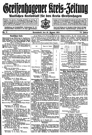 Greifenhagener Kreiszeitung vom 19.01.1918