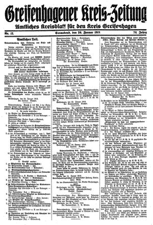 Greifenhagener Kreiszeitung vom 26.01.1918