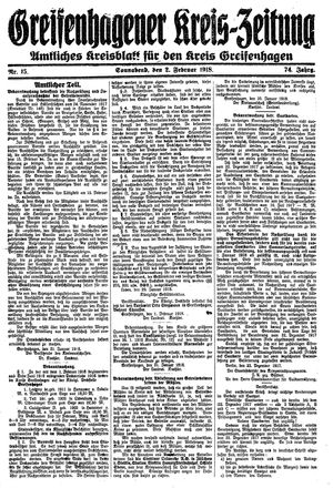 Greifenhagener Kreiszeitung on Feb 2, 1918
