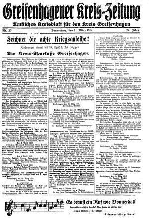Greifenhagener Kreiszeitung on Mar 21, 1918