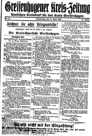 Greifenhagener Kreiszeitung on Apr 11, 1918