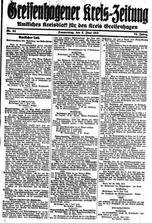 Greifenhagener Kreiszeitung vom 06.06.1918