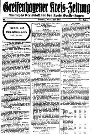 Greifenhagener Kreiszeitung vom 02.07.1918