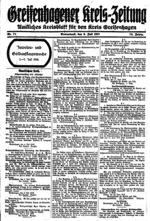 Greifenhagener Kreiszeitung vom 06.07.1918