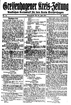 Greifenhagener Kreiszeitung vom 20.07.1918