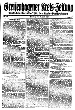 Greifenhagener Kreiszeitung vom 23.07.1918