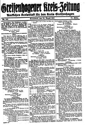 Greifenhagener Kreiszeitung vom 24.08.1918