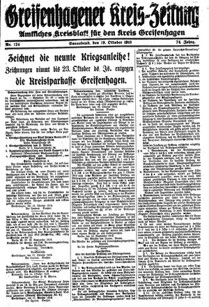 Greifenhagener Kreiszeitung vom 19.10.1918