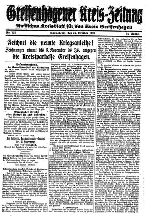 Greifenhagener Kreiszeitung vom 26.10.1918
