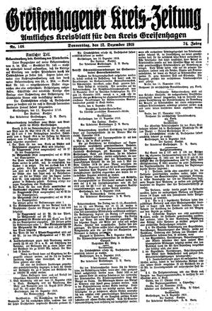 Greifenhagener Kreiszeitung vom 12.12.1918