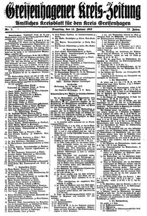 Greifenhagener Kreiszeitung on Jan 14, 1919