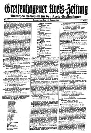 Greifenhagener Kreiszeitung vom 16.01.1919