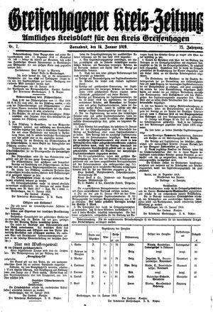 Greifenhagener Kreiszeitung vom 18.01.1919