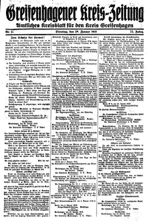 Greifenhagener Kreiszeitung vom 28.01.1919
