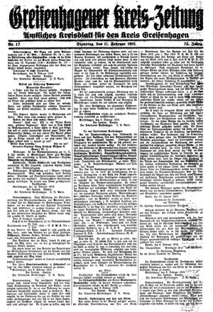 Greifenhagener Kreiszeitung vom 11.02.1919