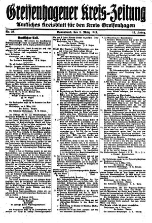 Greifenhagener Kreiszeitung vom 08.03.1919