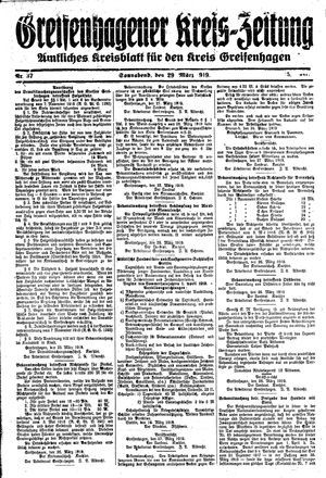 Greifenhagener Kreiszeitung vom 29.03.1919