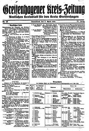 Greifenhagener Kreiszeitung vom 05.04.1919