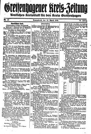 Greifenhagener Kreiszeitung vom 12.04.1919