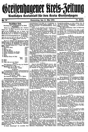 Greifenhagener Kreiszeitung vom 15.05.1919