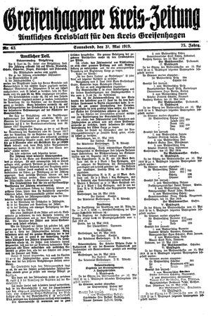 Greifenhagener Kreiszeitung vom 31.05.1919