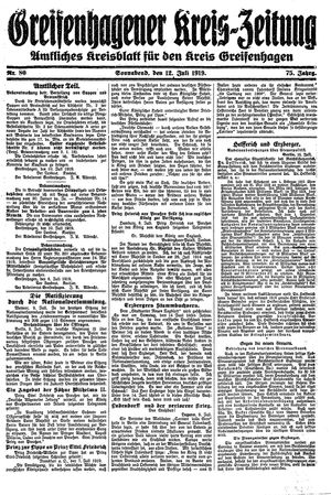 Greifenhagener Kreiszeitung vom 12.07.1919