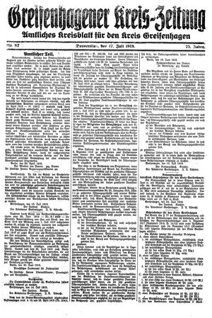 Greifenhagener Kreiszeitung vom 17.07.1919